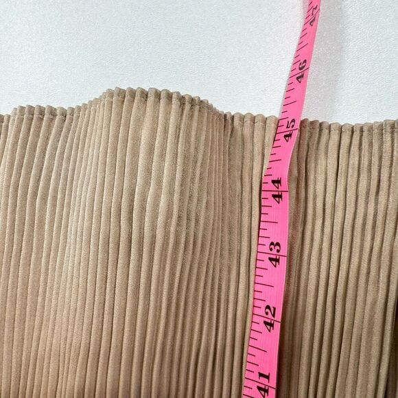 Baltic Born Maxi Dress Womens Small Tan Venus Pleated Long Sleeve Old Money New* - Picture 6 of 11